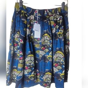 Grace Karen women's blue multi color pleated skirt size L